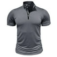 thumbnail image 1 of ZVNAΖH Men's Cotton Short Sleeve T-shirts Quarter Zip Stand Up Collar Pullover Tops Comfy Solid Slim Fit Undershirts Casual Sports Wear, 1 of 7