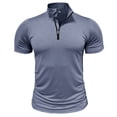 thumbnail image 1 of ZVNAΖH Men's Cotton Short Sleeve T-shirts Quarter Zip Stand Up Collar Pullover Tops Comfy Solid Slim Fit Undershirts Casual Sports Wear, 1 of 5