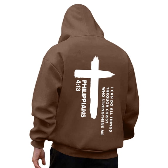 ZVNAΖH Men's Cross Print Hoodies Pullover Soft Hooded Sweatshirts Long Sleeve Casual Hoodies with Drawstring & Pocket