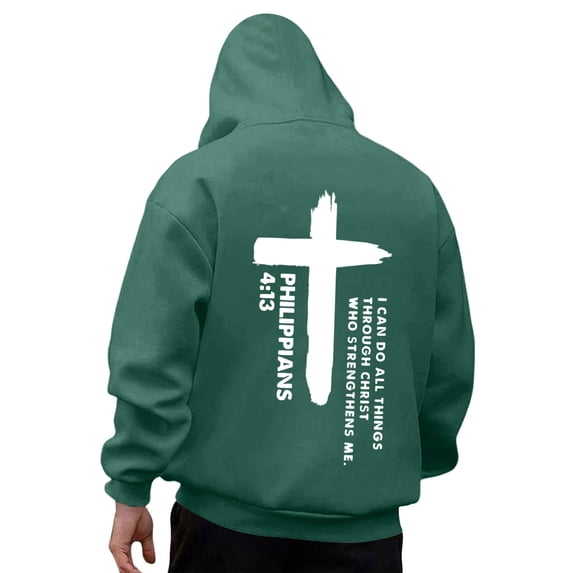 ZVNAΖH Men's Cross Print Hoodies Pullover Soft Hooded Sweatshirts Long Sleeve Casual Hoodies with Drawstring & Pocket
