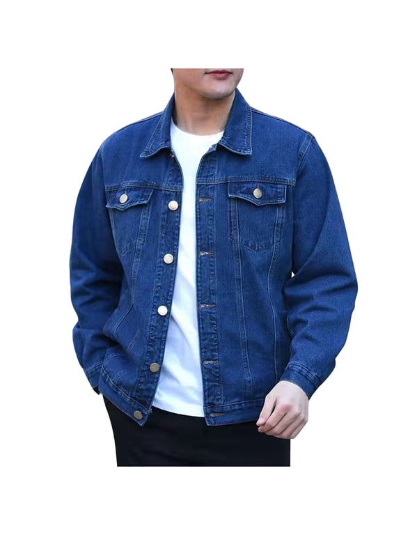 ZVNAΖH Men's Denim Jackets, Trucker Jean Jacket Unlined Coats Spring Fall Outfits, Sizes M-4XL, On Clearance