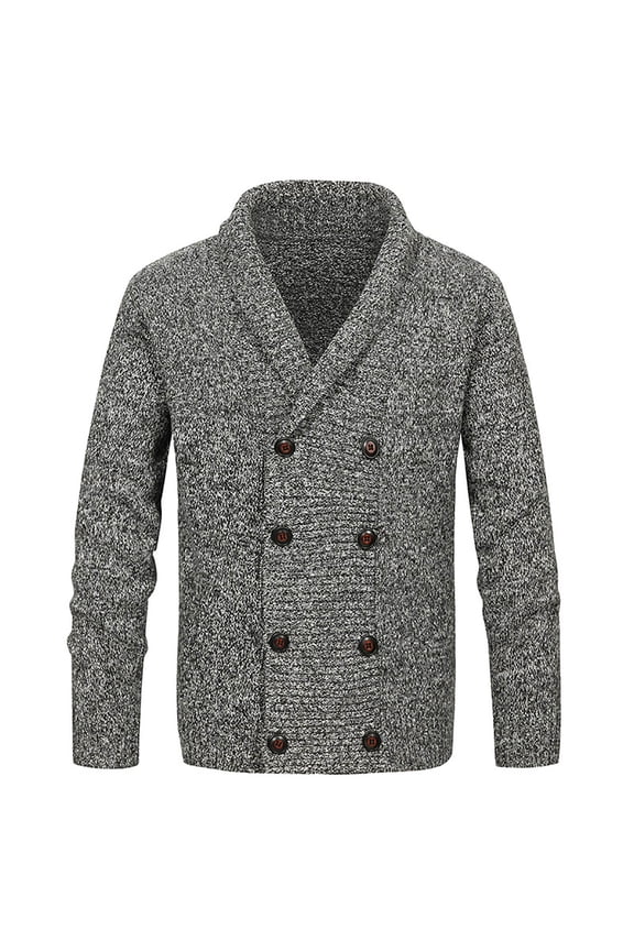 ZVNAΖH Men's Double Breasted Cable Knit Sweater Button Down Shawl Collar Cardigans Chunky Comfortable Knit Cardigan