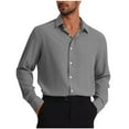 thumbnail image 1 of ZVNAΖH Men's Dress Shirts Solid Wrinkle-Free Long Sleeve Button Down Shirt Regular Fit Formal Business Shirts, 1 of 6