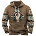 thumbnail image 1 of ZVNAΖH Men's Ethnic Print Hoodie, Long Sleeve Tribal Graphic Pullover, Warm Hooded Sweatshirt with Front Pocket for Fall Winter, M-3XL, 1 of 2