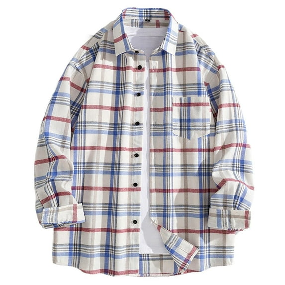 ZVNAΖH Men's Expanse Flannel Shirt Long Sleeve Buttons Down Plaid Texture Shirt Western Cowboy Beach Shirts Vacation Shirt