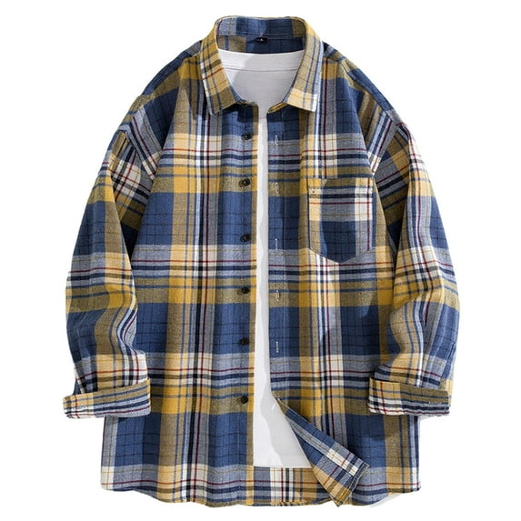 ZVNAΖH Men's Expanse Flannel Shirt Long Sleeve Buttons Down Plaid Texture Shirt Western Cowboy Beach Shirts Vacation Shirt