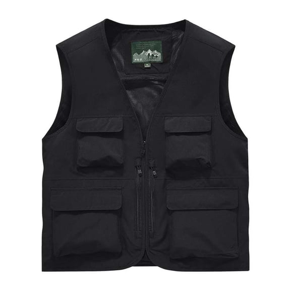 ZVNAΖH Men's Casual Lightweight Outdoor Fishing Work Safari Travel Photo Cargo Vest Jacket Multi Pockets