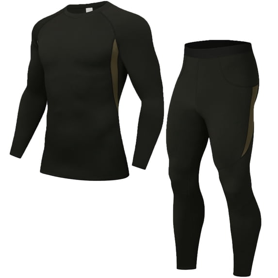 ZVNAΖH Men's Fleece Lined Thermal Underwear Set, Long Sleeve Compression Base Layer Top and Pants, Winter Sports Gear for Skiing Running, S-4XL