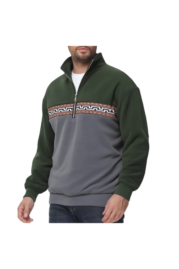 ZVNAΖH Men's Fleece Pullover Quarter-Zip Up Mock Neck Golf Sweatshirt Casual Lightweight Warm Long Sleeve Cozy Sweater