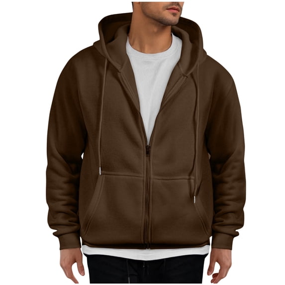 ZVNAΖH Men's Full Zip Front Hoodies Casual Drawstring Hooded Sweatshirt Soft Fleece Jacket Coat with Kangaroo Pocket