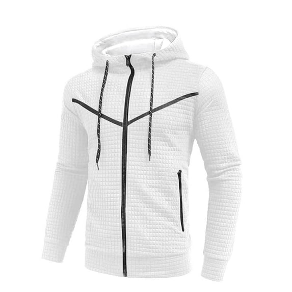 ZVNAΖH Men's Full Zip Hoodies Waffle Knit Hooded Sweatshirt with Zipper Pocket Athletic Jackets Fall Winter Outfits
