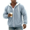 thumbnail image 1 of ZVNAΖH Men's Fuzzy Sherpa Hoodie Casual Midweight Fleece Jacket Zip Up Hooded Sweatshirt Winter Outwear with Pockets, 1 of 6