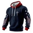 thumbnail image 1 of ZVNAΖH Men's Grid Knit Hoodie, Long Sleeve Plaid Textured Pullover with Front Pocket, Printed Casual Hooded Sweatshirt for Fall, Winter, S-4XL, 1 of 3