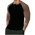 thumbnail image 1 of ZVNAΖH Men's Henley Shirt Fall Crewneck Color Block Slim Fit Long Sleeve T Shirts Button Up Tees, 1 of 2