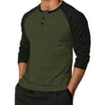 thumbnail image 1 of ZVNAΖH Men's Henley Shirts Raglan Long Sleeve Slim-Fit Casual Baseball Tee Shirt Lightweight Button Patchwork Color Pullover Shirts, 1 of 6