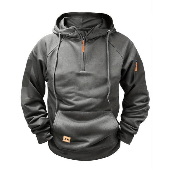 ZVNAΖH Men's Hunting Hoodie Quarter Zip Pullover Workout Running Active Hoodies with Pockets Military Tactical Sweatshirt