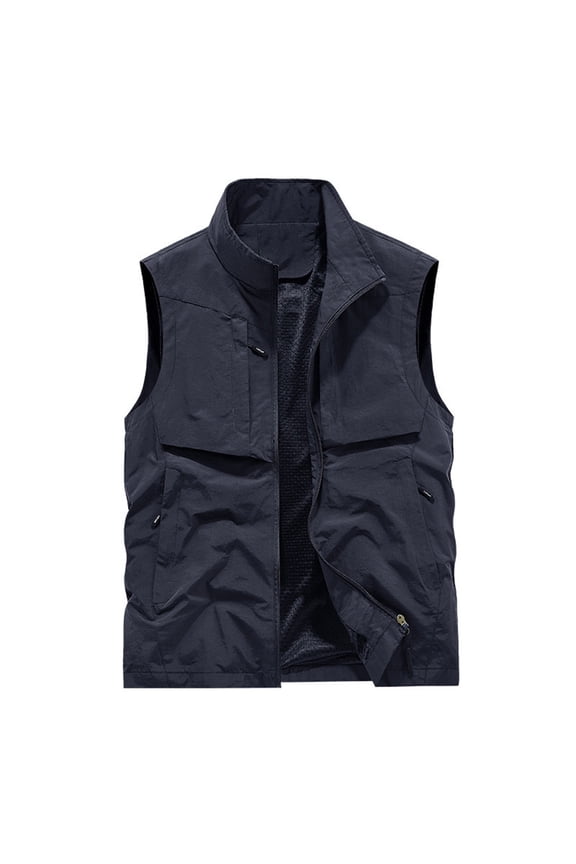 ZVNAΖH Men's Lightweight Liner Mesh Outdoor Cargo Vest with Pockets Work Fish Photo Travel Vest Sleeveless Jacket