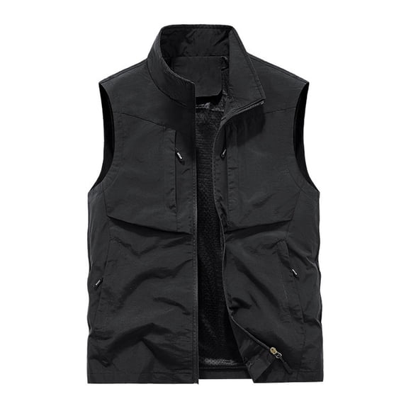 ZVNAΖH Men's Lightweight Liner Mesh Outdoor Cargo Vest with Pockets Work Fish Photo Travel Vest Sleeveless Jacket