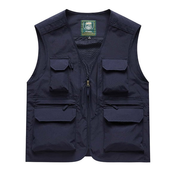 ZVNAΖH Men's Lightweight Mesh Fishing Vest Utility Outdoor Multi-Pocket Hunting Cargo Vest