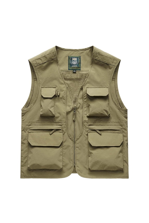 ZVNAΖH Men's Lightweight Mesh Fishing Vest Utility Outdoor Multi-Pocket Hunting Cargo Vest