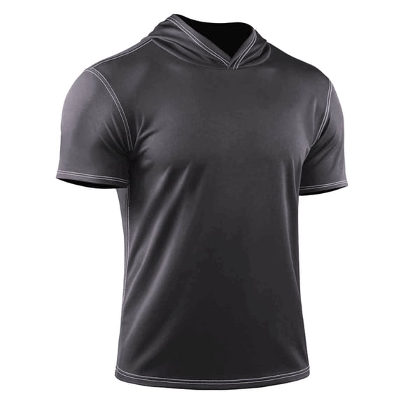 ZVNAΖH Men's Lightweight Short Sleeve Workout Hoodies, Athletic Quick Dry Hooded T Shirts for Gym Running