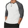 thumbnail image 1 of ZVNAΖH Men's Long Sleeve Baseball Raglan T-Shirts S-3XL, Henley Tops Sport Athletic Tee Fashion Patchwork Color Slim-Fit Shirt, 1 of 4