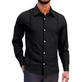 thumbnail image 1 of ZVNAΖH Men's Long Sleeve Collared Button Down Linen Shirt, Guayabera Style Casual Top with Pintuck Detail, S-3XL, 1 of 9