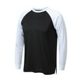 thumbnail image 1 of ZVNAΖH Men's Long Sleeve Crew Neck Patchwork T-shirts Athletic Training Fitness Tops Slit at The Hem, Sizes L-5XL, 1 of 3