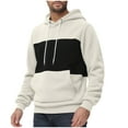 thumbnail image 1 of ZVNAΖH Men's Long Sleeve Pullover Hoodie Multicolor Panel Drawstring Sweatshirt Casual Fall Winter Cozy Warm Fleece Sweatshirt, 1 of 8
