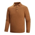 thumbnail image 1 of ZVNAΖH Men's Long Sleeve Solid Color Knit Sweater 3 Button Lapel Elasticity Pullover Sweater Base Layer Knit Business Polo Shirt, 1 of 6