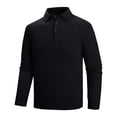 thumbnail image 1 of ZVNAΖH Men's Long Sleeve Solid Color Knit Sweater 3 Button Lapel Elasticity Pullover Sweater Base Layer Knit Business Polo Shirt, 1 of 6
