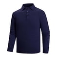 thumbnail image 1 of ZVNAΖH Men's Long Sleeve Solid Color Knit Sweater 3 Button Lapel Elasticity Pullover Sweater Base Layer Knit Business Polo Shirt, 1 of 6