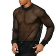 thumbnail image 1 of ZVNAΖH Men's Mesh Fishnet Top Long Sleeve Sheer See Through T Shirt Fitted Muscle Blouse Clubwear, 1 of 8