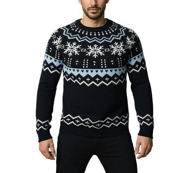 ZVNAΖH Men's Nordic Fair Isle Snowflake Knit Sweater Casual Crew Neck Pullover Slim Fit Knitted Christmas Sweaters Holiday Party