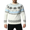 thumbnail image 1 of ZVNAΖH Men's Nordic Fair Isle Snowflake Knit Sweater Casual Crew Neck Pullover Slim Fit Knitted Christmas Sweaters Holiday Party, 1 of 9