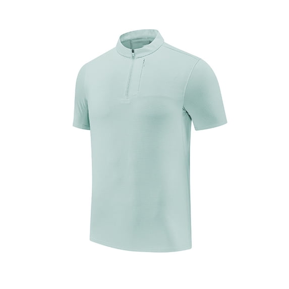 ZVNAΖH Men's Quarter Zip Stand Up Collar Short Sleeve T-shirts Comfy Solid Color Summer Tops for Gym Active Running Training
