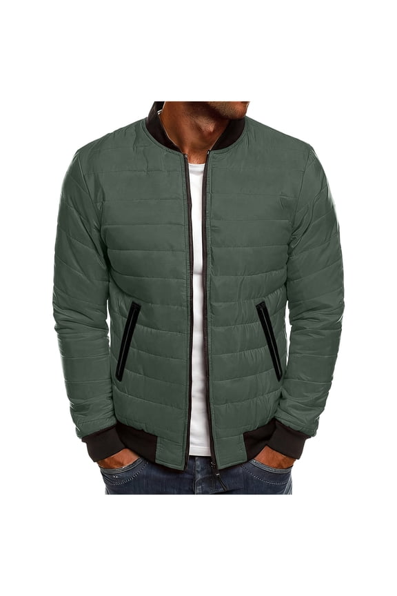 ZVNAΖH Men's Quilted Jacket Zip Up Stand Collar Casual Lightweight Packable Down Jacket Winter Padded Coats with Zipper Pockets