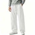 thumbnail image 1 of ZVNAΖH Men's Relaxed Straight Leg Fleece Open Bottom Sweatpant Drawstring Elastic Waist Curved Design Casual Pants with Pockets, S-3XL, 1 of 6