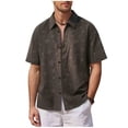 thumbnail image 1 of ZVNAΖH Men's Retro Star Print Shirt, Short Sleeve Collared Button Down Top for Summer Vacation & Daily, S-5XL, 1 of 5
