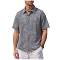 thumbnail image 1 of ZVNAΖH Men's Retro Star Print Shirt, Short Sleeve Collared Button Down Top for Summer Vacation & Daily, S-5XL, 1 of 5