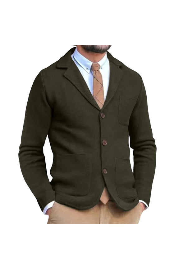 ZVNAΖH Men's Ribbed Knit Blazer Jacket, Three-Button Notch Lapel Outerwear with Patch Pockets, Slim Fit Casual Business Coat, S-3XL