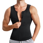 ZVNA H Mens Sauna Sweat Vest, Full Zip Compression Waist Trainer Tank for Gym & Body Shaping, S-3XL