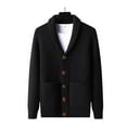 thumbnail image 1 of ZVNAΖH Men's Shawl Collar Cardigan Sweater Slim Fit Cable Knit Button up Sweater with Pockets, 1 of 9