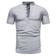 thumbnail image 1 of ZVNAΖH Men's Short Sleeve Button Stand Up Collar T-shirts Comfy Solid Daily Tops Basic Tees Summer Wear, M-2XL, 1 of 9