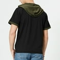 thumbnail image 1 of ZVNAΖH Men's Short Sleeve Hoodies Lightweight Pullover Drawstring Sports T-shirt Top Snap Button Cotton Sweatshirt, 1 of 4