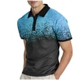 thumbnail image 1 of ZVNAΖH Men's Short Sleeve Polo Shirt, Casual Gradient Print 3 Button Collar Tops Summer Lightweight Breathable Shirts for Golf, Vacation & Everyday Use, 1 of 5