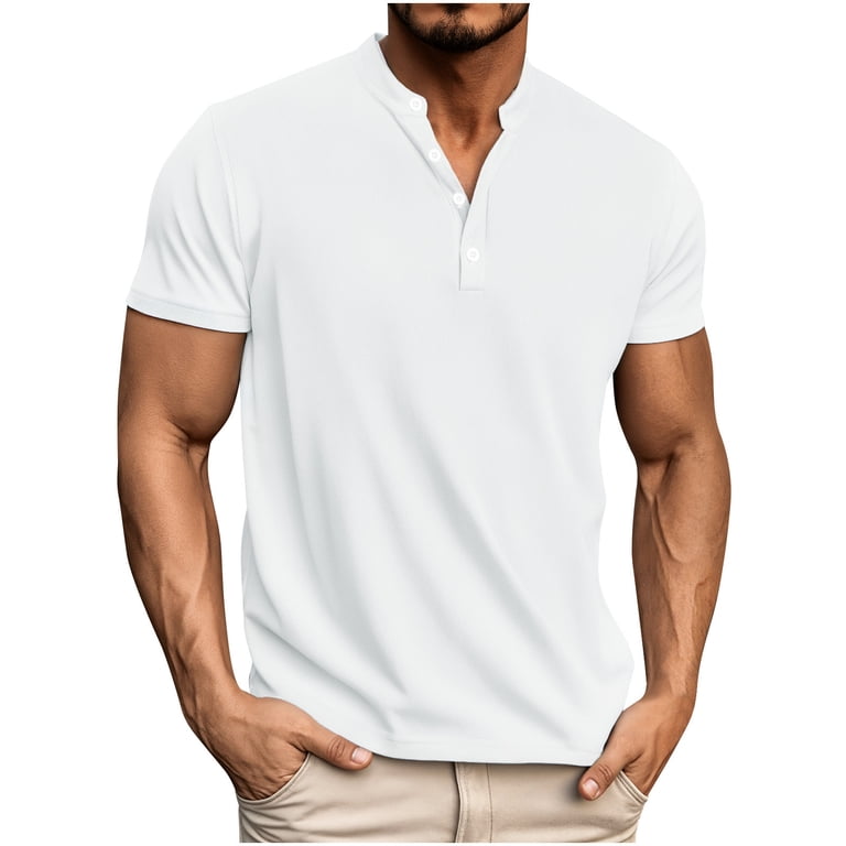 ZVNAΖH Men's Short Sleeve Polyester T-shirts Summer Casual Button