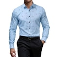 thumbnail image 1 of ZVNAΖH Men's Slim Fit Business Shirt, Long Sleeve Feather Print Button Down Formal Top for Office & Wedding, XS-2XL, 1 of 7