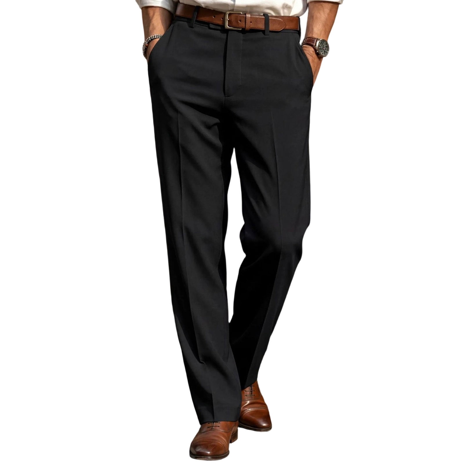 ZVNAΖH Men's Slim Fit Dress Pants Pleat Front Formal Pants High Waist Straight Leg Business Casual Trousers for Work & Commute, S-3XL