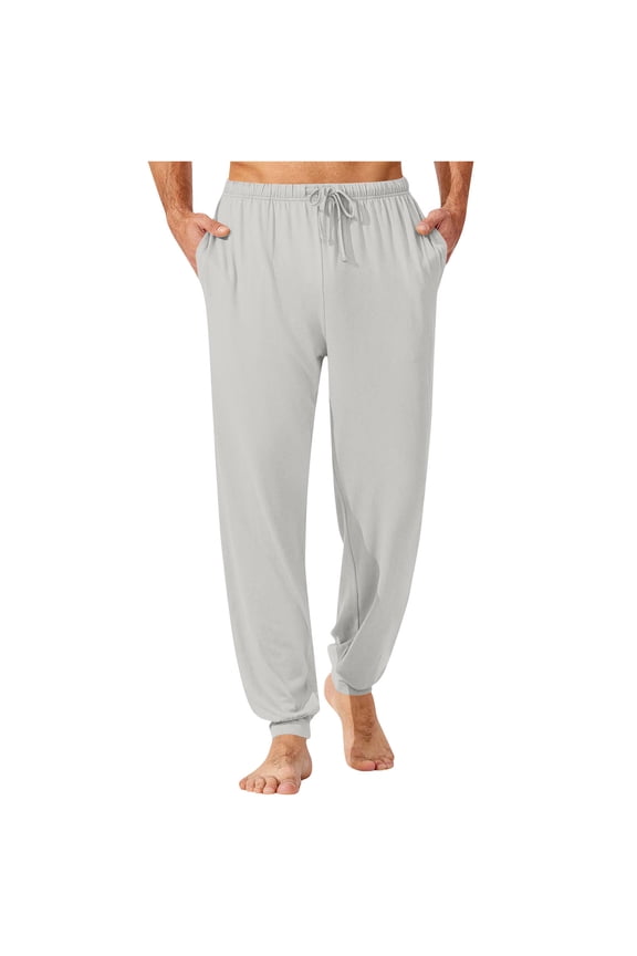 ZVNAΖH Men's Soft Lounge Sleep Joggers - Lightweight Comfy Pajama Pants Adjustable Drawstring & Pockets All-Season Sleepwear